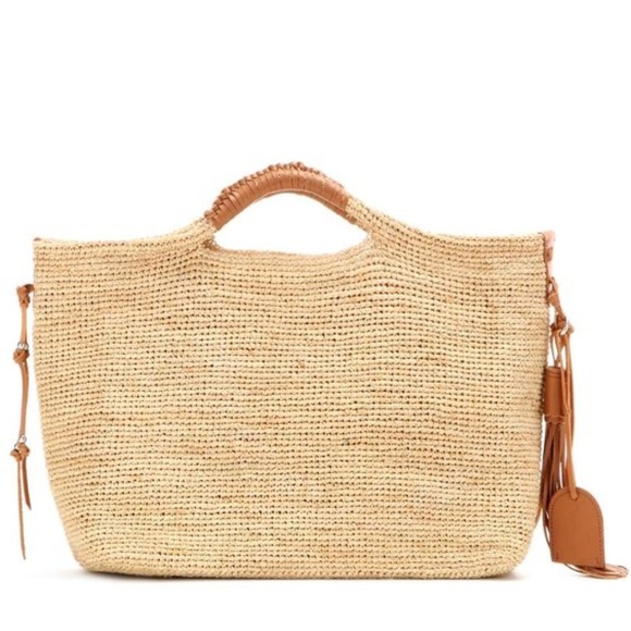 polo raffia large tote bag